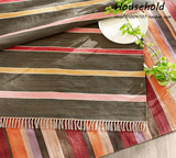 美国代购 高品质舒适柔软手编织条纹地毯/家居布艺