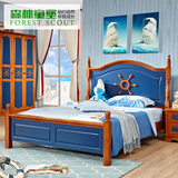 地中海全实木床 双人床1.5米创意个性床儿童床男孩床单人床家具