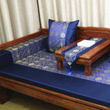 定做蓝色中式罗汉床垫子红木沙发坐垫实木沙发扶手靠枕抱枕桌旗