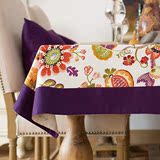 艳丽蔓藤花紫色全棉布艺花双层台布餐桌布盖布防尘布茶几布可定制