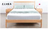 厂家直销北欧日式创意风格纯橡木实木1.5 1.8米竖琴式双人婚床