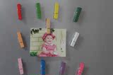 包邮木质夹子冰箱贴强力磁贴 田园磁铁贴 韩国创意儿童早教磁铁贴