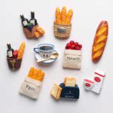 出口欧洲面包红酒冰箱贴手工创意树脂磁贴磁铁家居饰品强力吸铁石