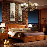 现代中式全实木金丝楠木色双人床1.8米1.5米纯实木卧室大床婚床家