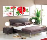 时尚客厅装饰画卧室挂画简约无框画沙发背景墙壁画花卉三联画玫瑰