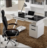电脑桌台式简约现代白色烤漆家用写字书桌实木笔记本办公桌可定制