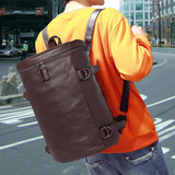背包双肩包男韩版真皮休闲电脑背包简约个性旅行包日韩青年书包中