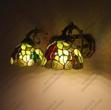 蒂凡尼欧式彩色玻璃壁灯双头田园新款卫浴镜前灯过道咖啡厅葡萄灯
