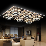 现代简约LED吸顶灯长方形大气水晶客厅灯不锈钢大厅卧室餐厅灯具
