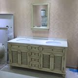 卫浴美式橡木浴室柜组合落地式洗脸洗手面盆池实木洗漱台盆卫生间