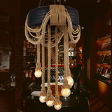 创意lof美式复古汽车轮胎麻绳吊灯个性西餐厅服装店咖啡厅装饰灯