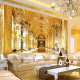 美域3d立体大型壁画欧式墙纸奢华客厅沙发背景墙高档金色宫廷壁纸
