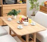 北欧日式小户型现代简约原木色实木吃饭桌子长方形圆角餐桌四人座