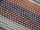 天然淡水珍珠6-6.5mm无暇水滴米形珍珠项链散珠批发diy 半成品