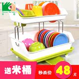 居都碗架双层沥水架碗碟架厨房碗筷放碗收纳架2层塑料