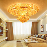 客厅豪华大气水晶灯欧式圆形简约现代酒店大厅堂LED遥控创意灯具