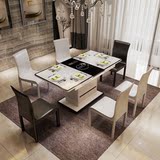 新款宜家客厅户型电磁炉餐桌椅组合 现代简约折叠烤漆长方形饭桌