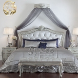 欧式法式1.8米双人床新古典实木雕花床真皮软包床欧式美式结婚床