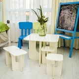 欧式小户型阳台桌椅现代简约白色咖啡桌创意小方桌茶几洽谈组合桌