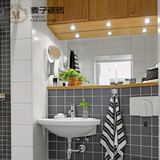 北欧宜家厨房卫生间小方砖白灰黑色厨卫墙砖不透水釉面砖瓷片150