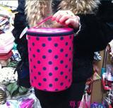 包邮 雾花2015新款圆点韩版专业化妆包 手提女包可爱大容量桶包