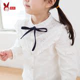 【晓希】2016新款童装春装儿童女童韩版纯色镂空绣花百搭衬衣衬衫