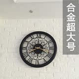 创意时钟挂钟客厅圆形欧式复古挂钟静音钟表大气豪华壁钟铁艺墙钟