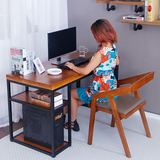 欧美式铁艺实木电脑桌办公桌台式电脑桌椅组合简约书桌办公室桌子