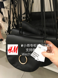 HM H&M专柜正品代购新款女包金属圆扣仿皮翻盖单肩斜挎小包