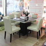 牧豪六人座现代简约小户型钢化玻璃餐桌餐厅组装餐桌椅组合007T