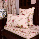 精致中式古典实木沙发坐垫刺绣棉麻加厚海绵垫罗汉床圈椅垫含芯可
