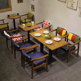 北欧咖啡厅桌椅组合 西餐厅茶餐厅桌椅 奶茶店实木 复古美式乡村