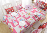 棉麻 粉色Hellokitty 凯蒂猫 桌布餐桌布台布卡通风格可定做尺寸