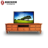 香凝定制家居 美式乡村全实木电视柜定制定做红橡木欧式客厅家具