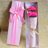 3朵玫瑰康乃馨礼盒肥皂花束创意生日女生公司用品情人礼物送女友
