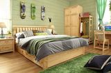 简约环保芬兰松木全实木床1.2米1.5米单人床双人床原木色床特价