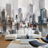 现代简约无缝大型壁画客厅电视背景墙纸沙发壁纸纽约城市风景637
