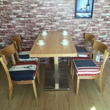 西餐厅餐桌椅 咖啡厅桌椅组合 甜品奶茶店港式茶餐厅实木桌椅组合