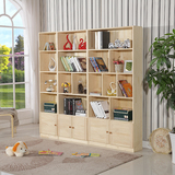 实木书柜简约带门书橱儿童书架学生书柜自由组合松木书柜环保包邮