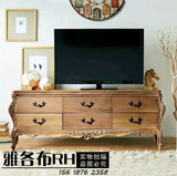 法式实木复古客厅电视柜 简欧出口外贸家具电视柜 美式乡村电视柜