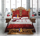 欧美床品牌布艺床 博彩家具法式双人床 卧室实木床2米大床高背床