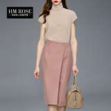 HM ROSE立领气质职业套装裙2016春夏新款短袖两件套中长款女装