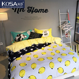 科莎韩式时尚简约纯棉 四件套被套床单1.8m卡通全棉床上用品1.5m