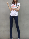 2016新款韩版低腰弹力牛仔裤女深蓝色常规时尚休闲铅笔长裤春秋款