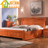 正品南康家具纯实木全橡木婚床双人1.8米现代中式1.5m胡桃色卧室