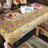 日式黄鹂鸟布艺棉麻餐桌布盖巾 现代简约长方形餐桌布茶几垫台布