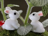 微观小耳朵白兔 家居办公小摆件装饰品 纯手工仿真模型 创意工艺