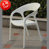 加厚成人白色塑料靠背时尚休闲餐椅花园椅子户外庭院藤椅阳台椅