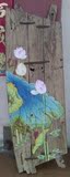 风化木挂画壁饰壁画老木头手绘木板画漆画茶馆原生态装饰高端挂画