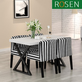 北欧简约现代餐桌黑白色伸缩餐桌椅组合客厅钢架饭桌小户型家具